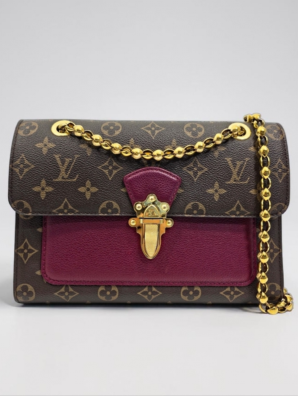 Louis Vuitton Victoire Monogram Chain Flap Bag Burgundy Purple Crossbody Bag